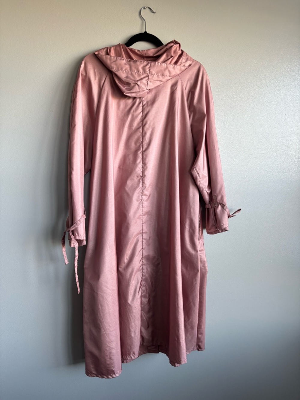 Beautiful Vintage Alorna Pink Hooded Belted Rain Trench Coat Women’s 11/12 - Picture 8 of 11